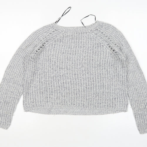 H&M Girls Grey Round Neck  Acrylic Pullover Jumper Size 11-12 Years