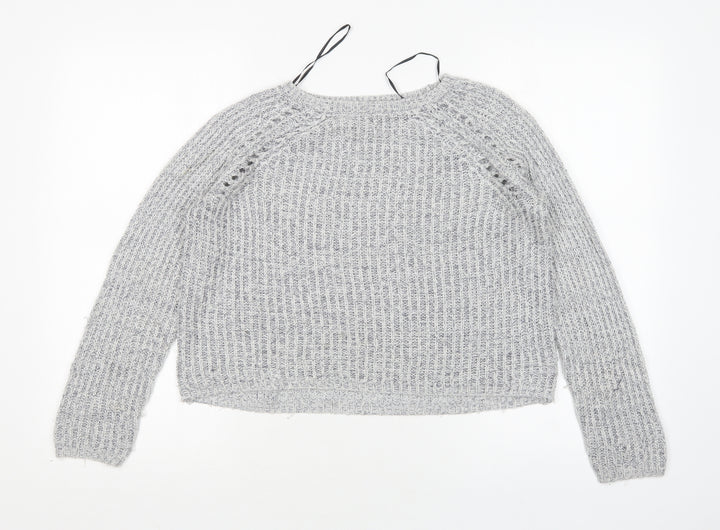 H&M Girls Grey Round Neck  Acrylic Pullover Jumper Size 11-12 Years