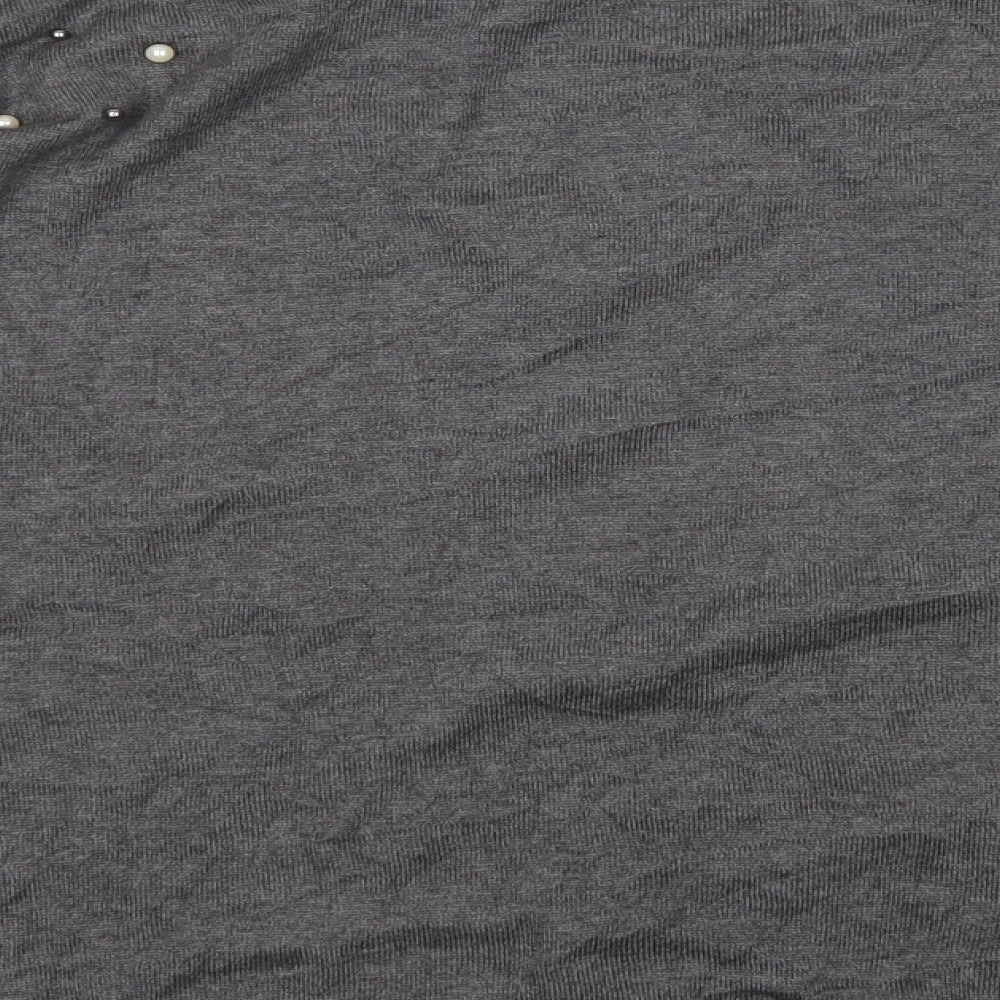 Peacocks Womens Grey Round Neck  Acrylic Pullover Jumper Size 14