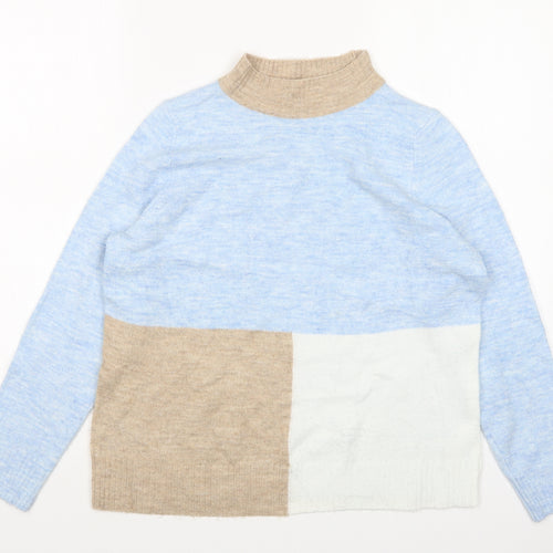 M&C Womens Multicoloured Mock Neck  Acrylic Pullover Jumper Size 14