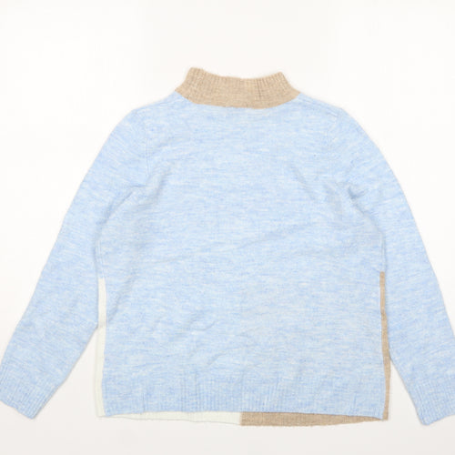 M&C Womens Multicoloured Mock Neck  Acrylic Pullover Jumper Size 14