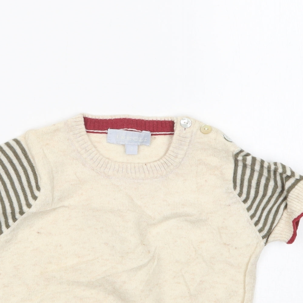 Freoli Boys Beige Round Neck  Wool Pullover Jumper Size 2 Years