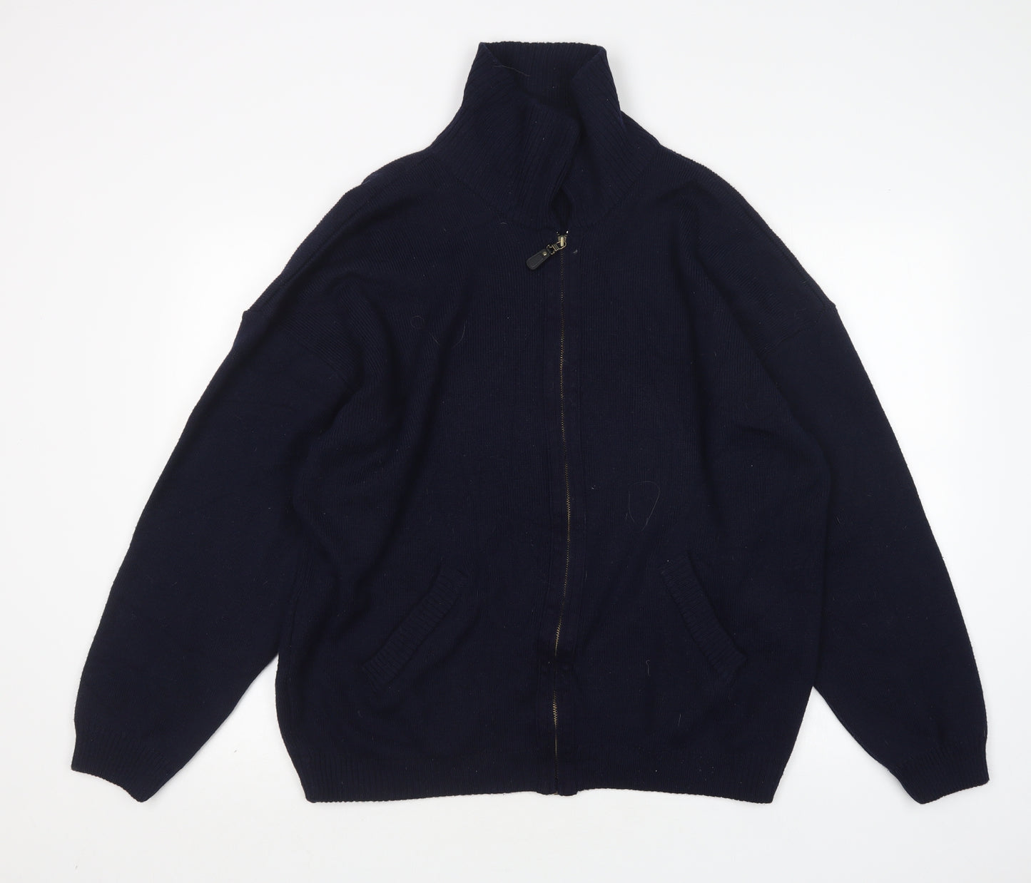M&S Mens Blue  Wool Full Zip Sweatshirt Size XL