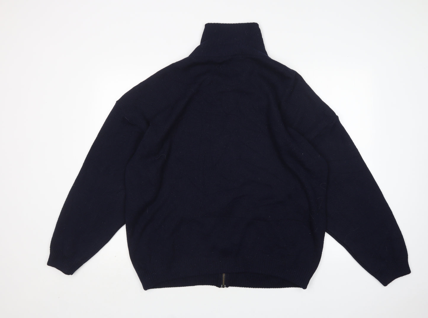 M&S Mens Blue  Wool Full Zip Sweatshirt Size XL