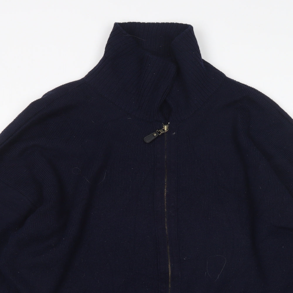 M&S Mens Blue  Wool Full Zip Sweatshirt Size XL
