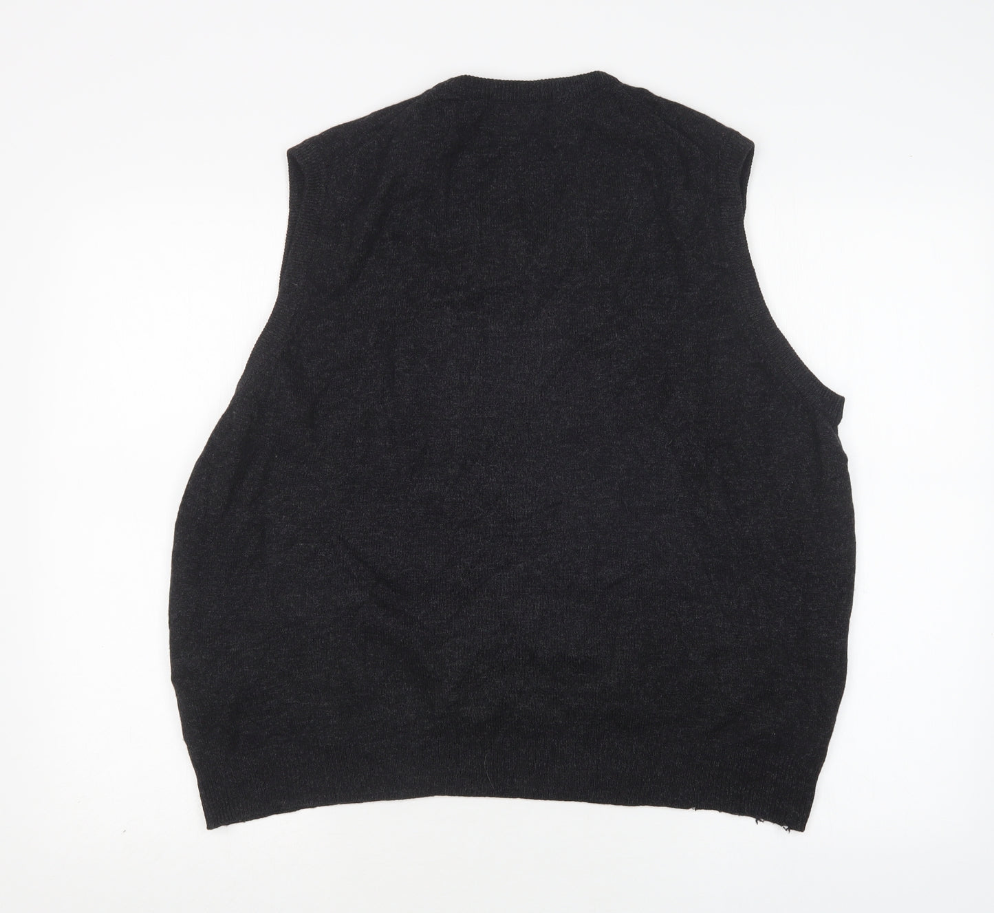 M&S Mens Grey V-Neck  Wool Vest Jumper Size XL