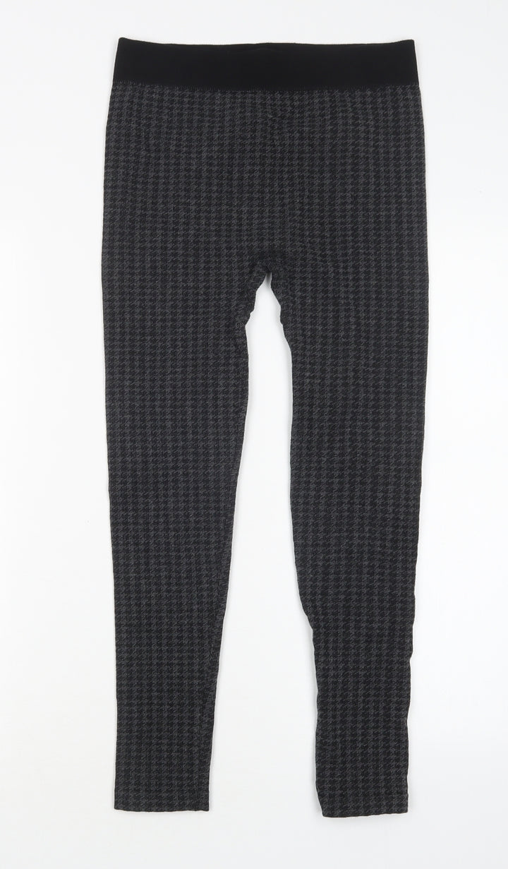 Diva Feva Womens Grey Herringbone Polyester Jogger Leggings Size M L25 in