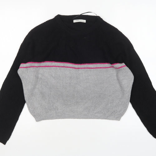 Pull&Bear Womens Multicoloured Round Neck  Acrylic Pullover Jumper Size XS