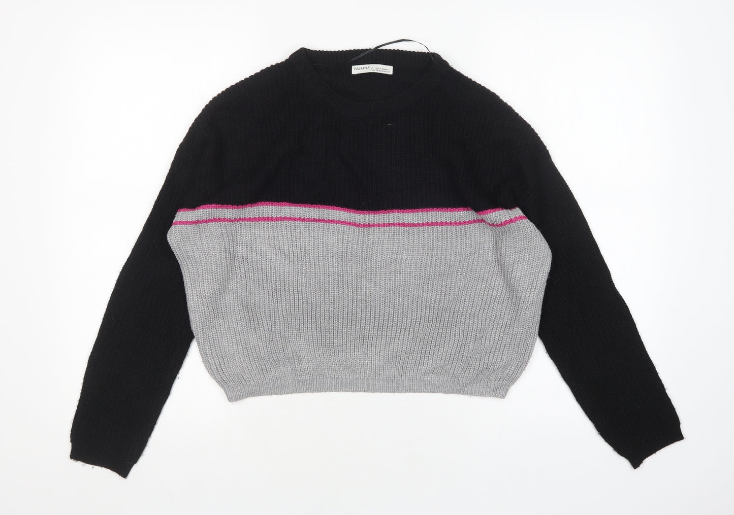 Pull&Bear Womens Multicoloured Round Neck  Acrylic Pullover Jumper Size XS