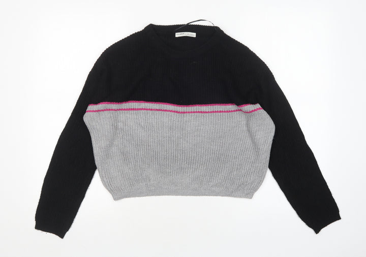 Pull&Bear Womens Multicoloured Round Neck Acrylic Pullover Jumper Size XS