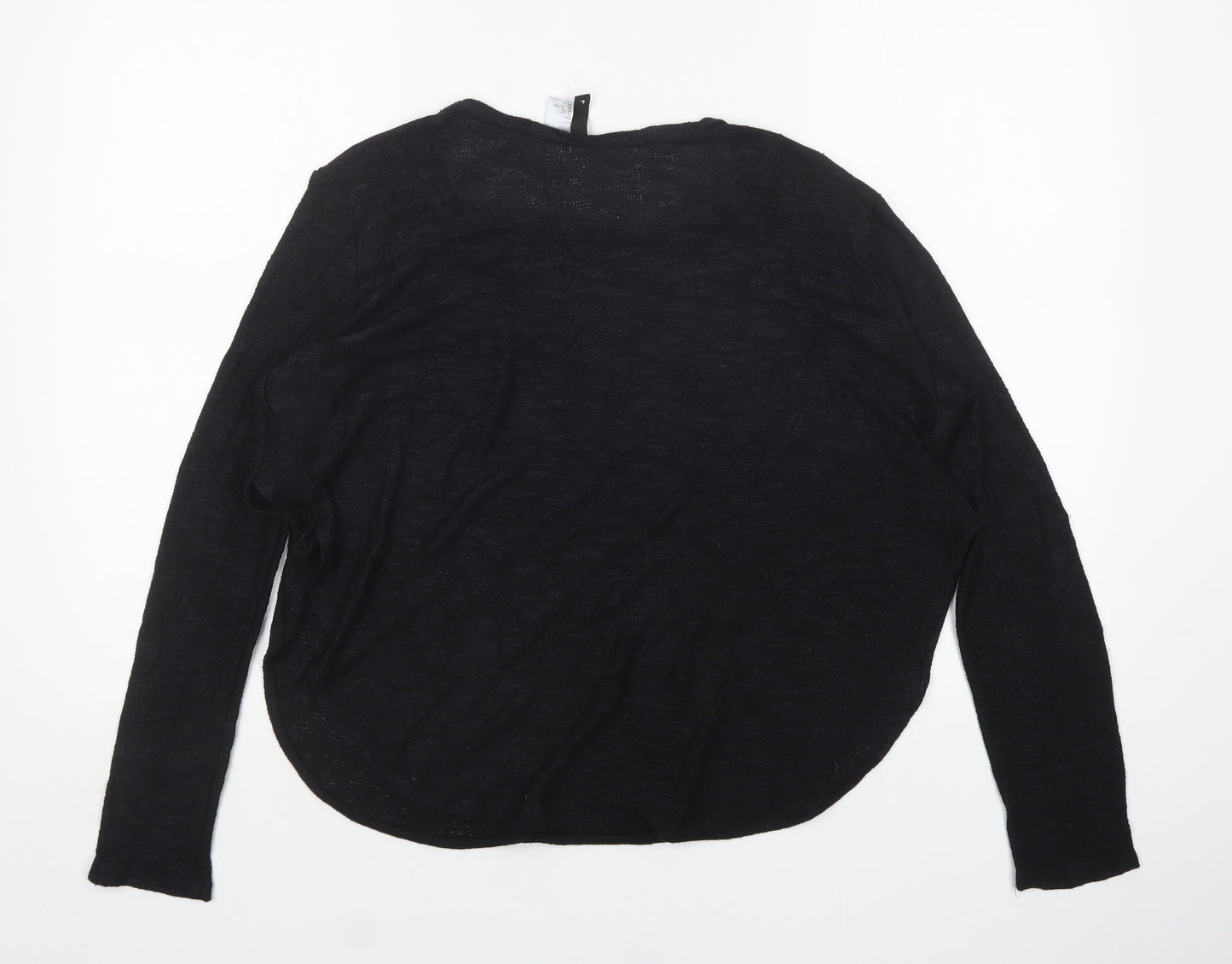 H&M Womens Black Round Neck  Viscose Pullover Jumper Size L