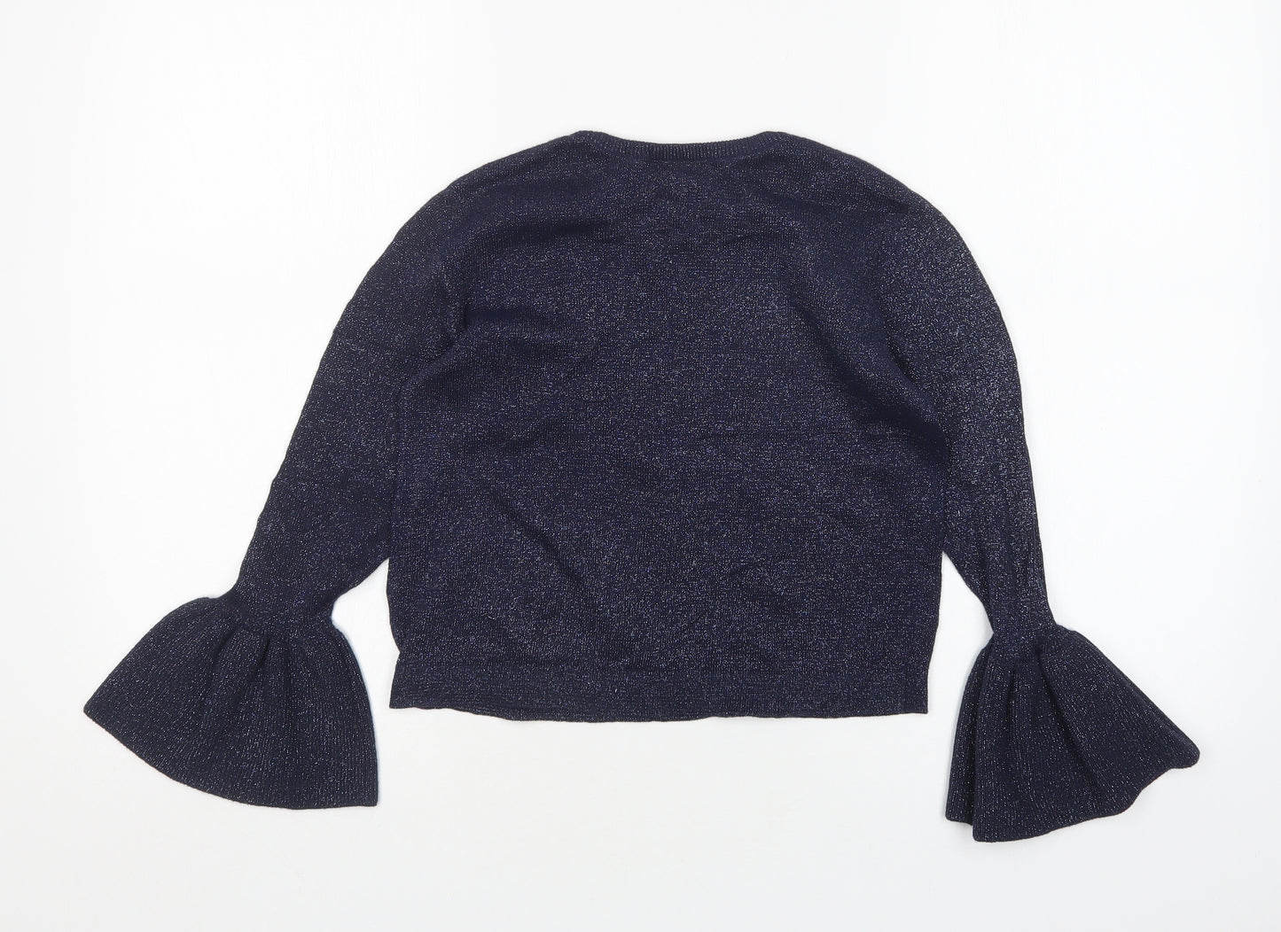 H&M Girls Blue Round Neck  Cotton Pullover Jumper Size 11-12 Years