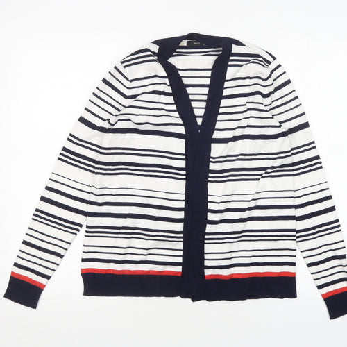 M&Co Womens Multicoloured V-Neck Striped Viscose Cardigan Jumper Size 12