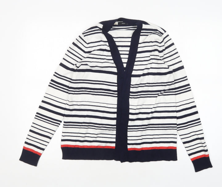 M&Co Womens Multicoloured V-Neck Striped Viscose Cardigan Jumper Size 12