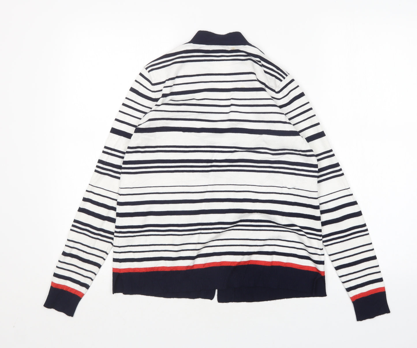M&Co Womens Multicoloured V-Neck Striped Viscose Cardigan Jumper Size 12
