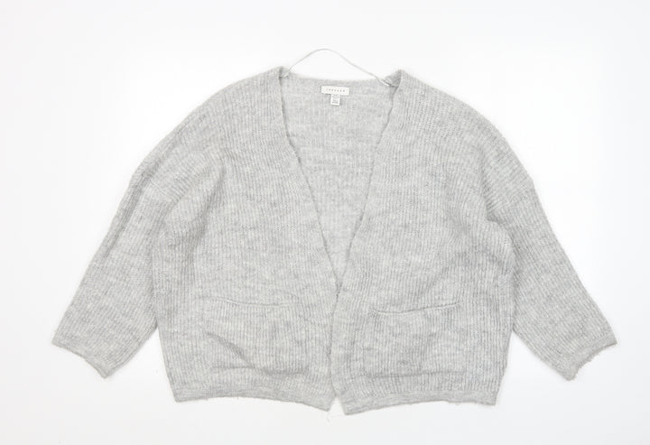 Topshop Womens Grey V-Neck Acrylic Cardigan Jumper Size XS