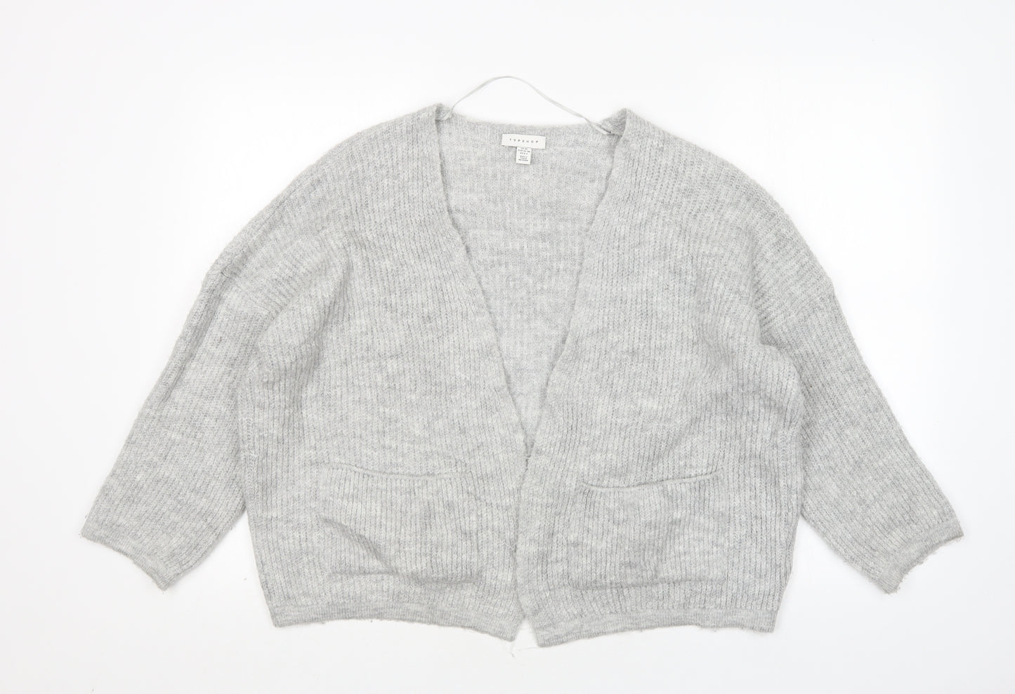 Topshop Womens Grey V-Neck  Acrylic Cardigan Jumper Size XS