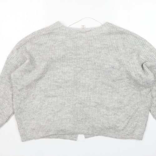 Topshop Womens Grey V-Neck  Acrylic Cardigan Jumper Size XS
