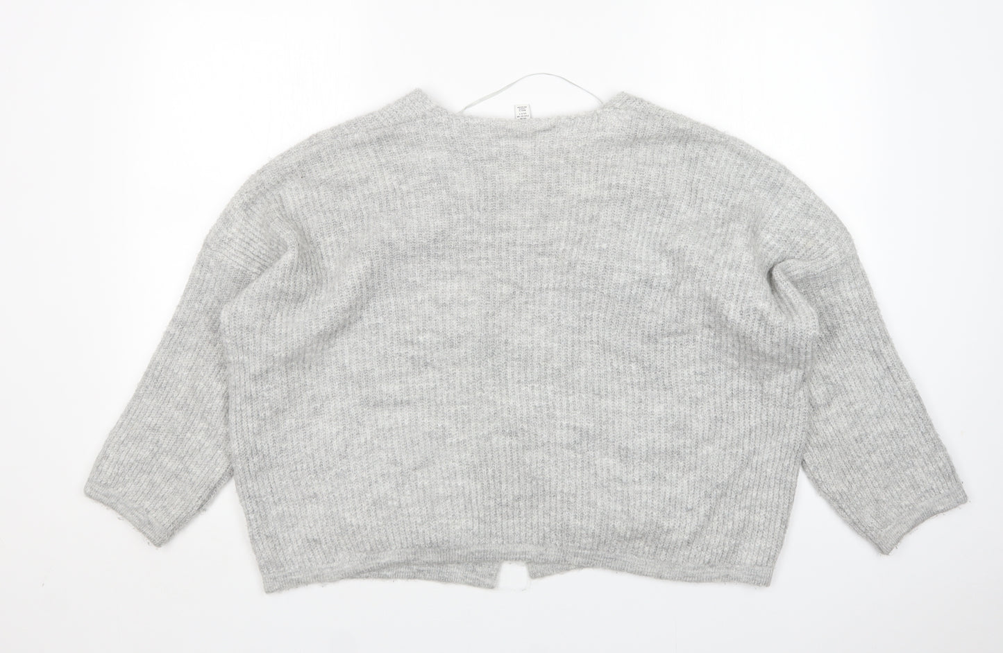Topshop Womens Grey V-Neck  Acrylic Cardigan Jumper Size XS