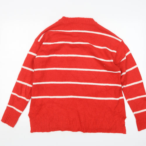 M&S Womens Multicoloured Round Neck Striped Acrylic Pullover Jumper Size M