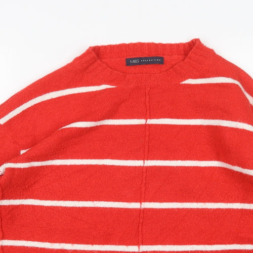 M&S Womens Multicoloured Round Neck Striped Acrylic Pullover Jumper Size M