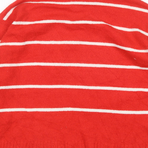 M&S Womens Multicoloured Round Neck Striped Acrylic Pullover Jumper Size M