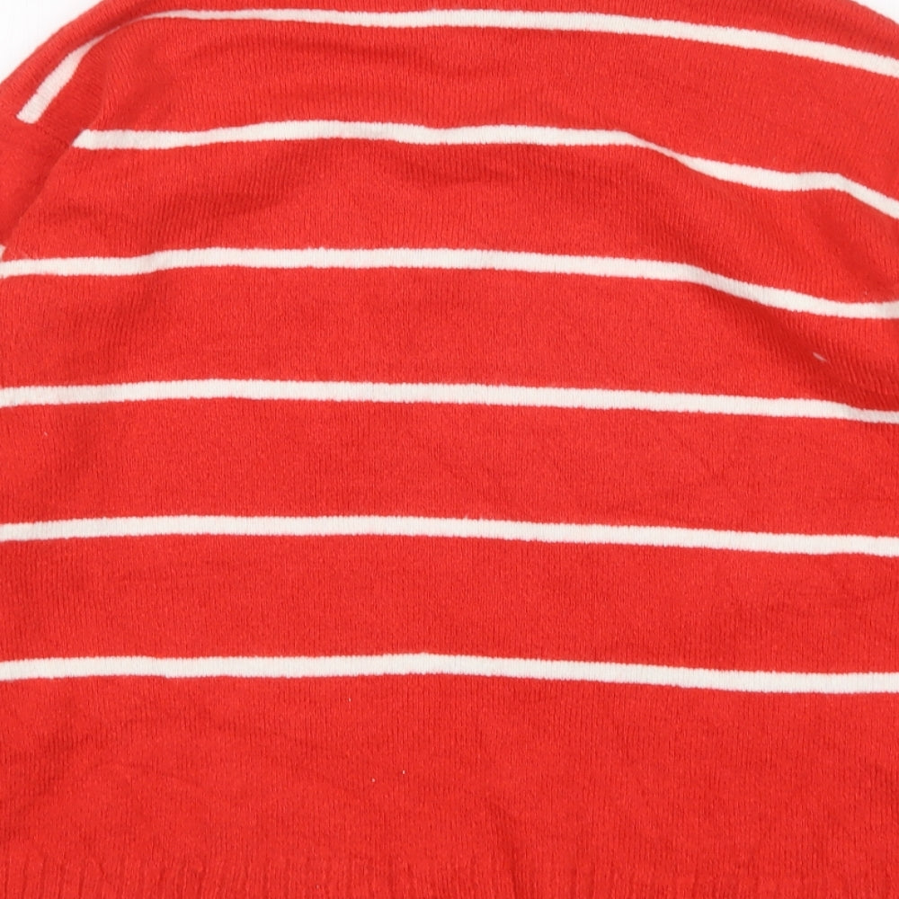 M&S Womens Multicoloured Round Neck Striped Acrylic Pullover Jumper Size M
