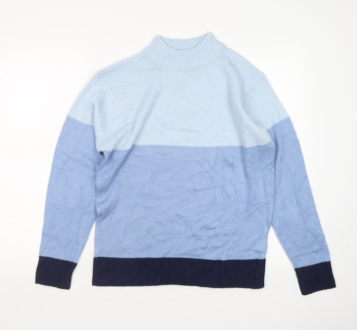 Damart Womens Blue Round Neck Acrylic Pullover Jumper Size 10