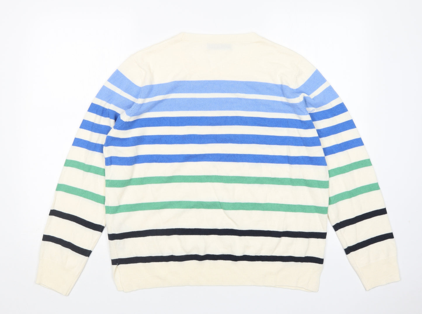 M&S Womens Multicoloured Round Neck Striped Acrylic Pullover Jumper Size 18