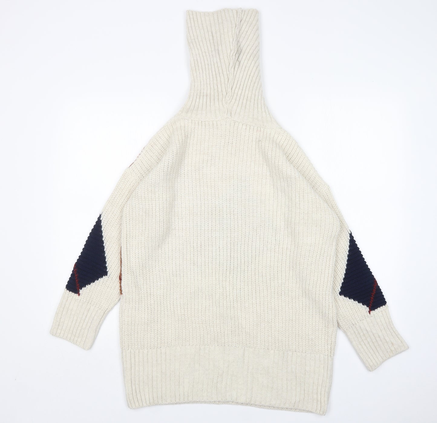 River Island Womens Multicoloured Roll Neck Argyle/Diamond Acrylic Pullover Jumper Size XS