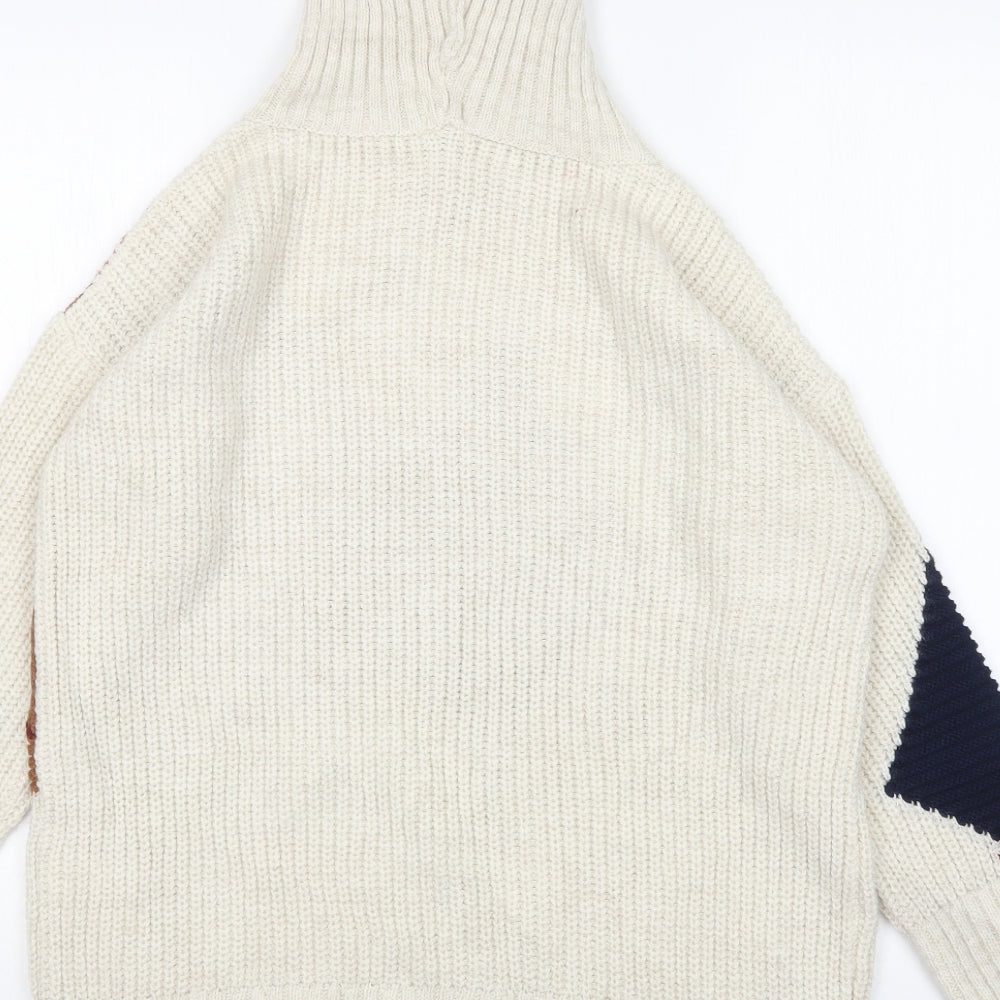 River Island Womens Multicoloured Roll Neck Argyle/Diamond Acrylic Pullover Jumper Size XS