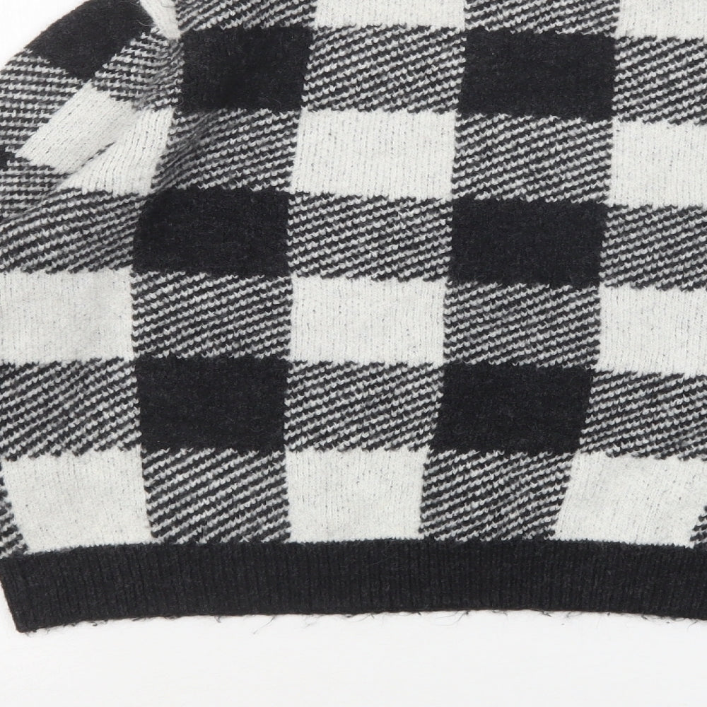 H&M Womens Multicoloured Round Neck Check Acrylic Pullover Jumper Size XS