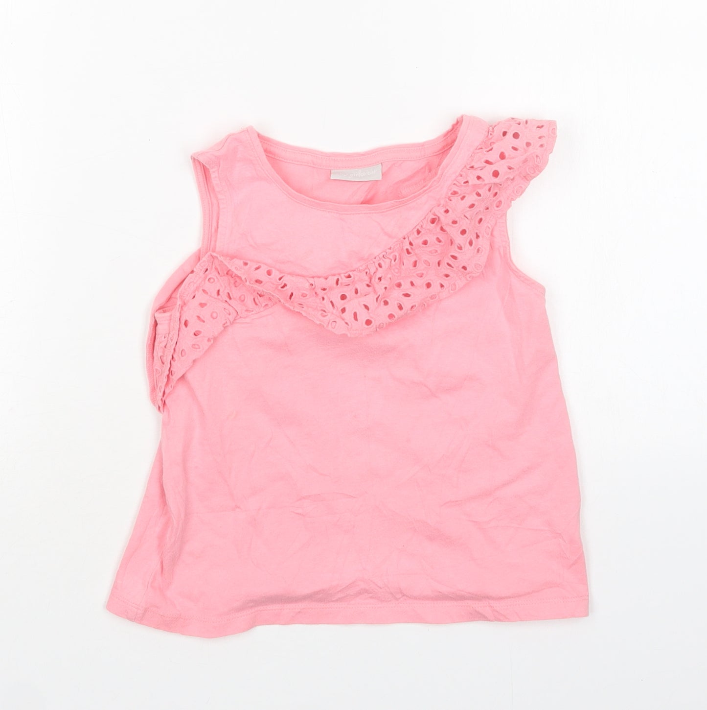 Matalan Girls Pink  Cotton Basic Tank Size 7 Years Round Neck