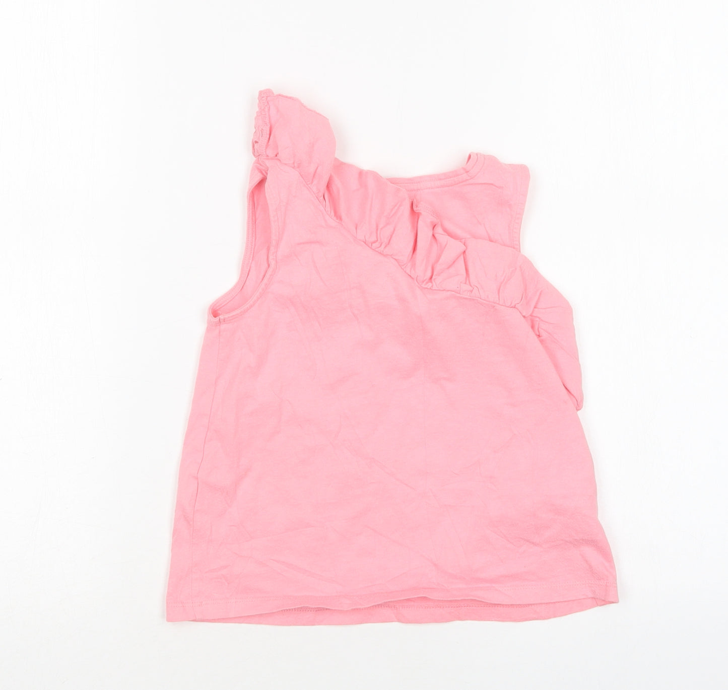 Matalan Girls Pink  Cotton Basic Tank Size 7 Years Round Neck