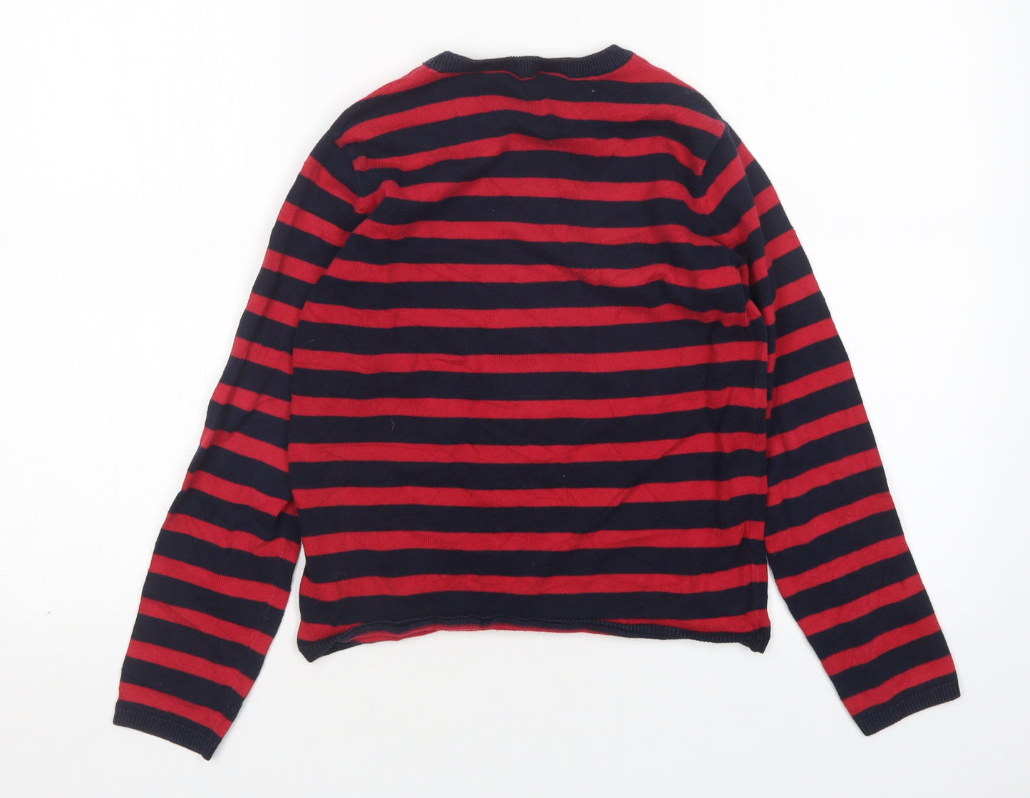H&M Boys Multicoloured Round Neck Striped Cotton Pullover Jumper Size 9-10 Years