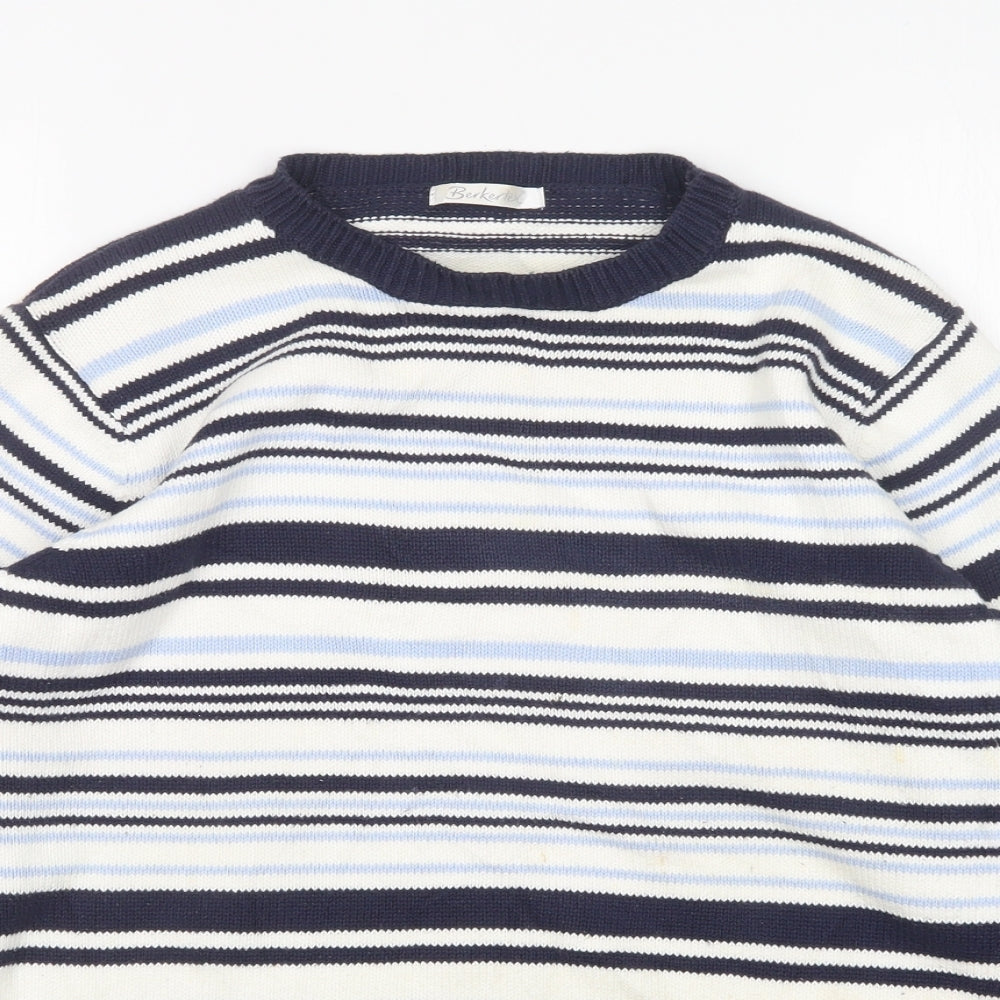 berketex Womens Multicoloured Round Neck Striped Cotton Pullover Jumper Size 10