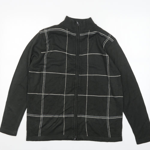 Cedar Wood State Mens Multicoloured Check Acrylic Full Zip Sweatshirt Size S