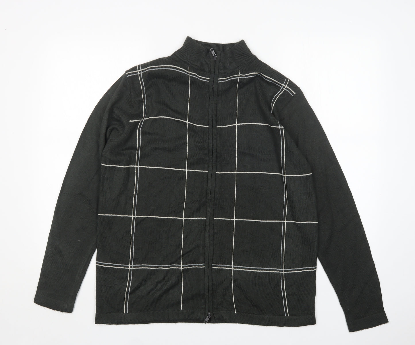 Cedar Wood State Mens Multicoloured Check Acrylic Full Zip Sweatshirt Size S