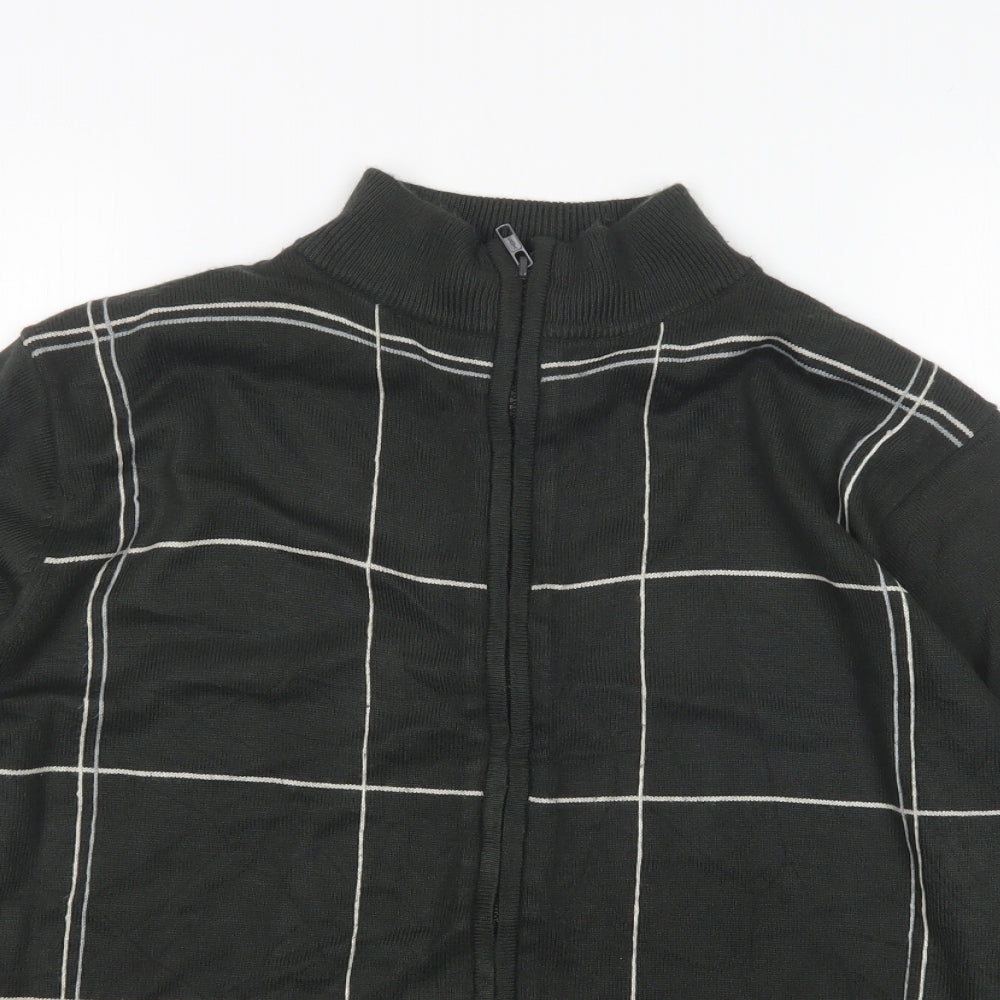 Cedar Wood State Mens Multicoloured Check Acrylic Full Zip Sweatshirt Size S