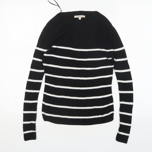 M&S Womens Multicoloured Round Neck Striped Acrylic Pullover Jumper Size 6