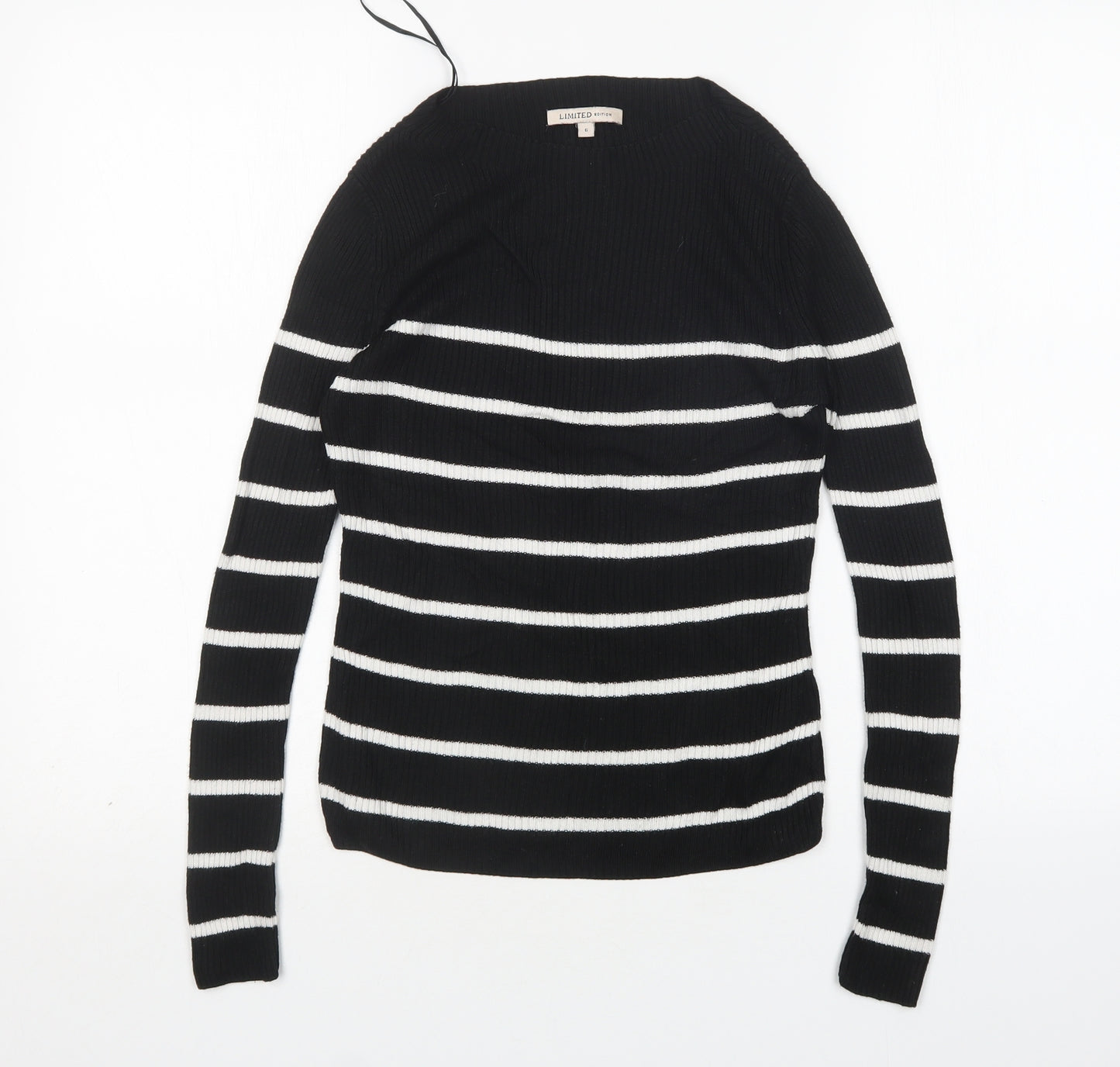 M&S Womens Multicoloured Round Neck Striped Acrylic Pullover Jumper Size 6