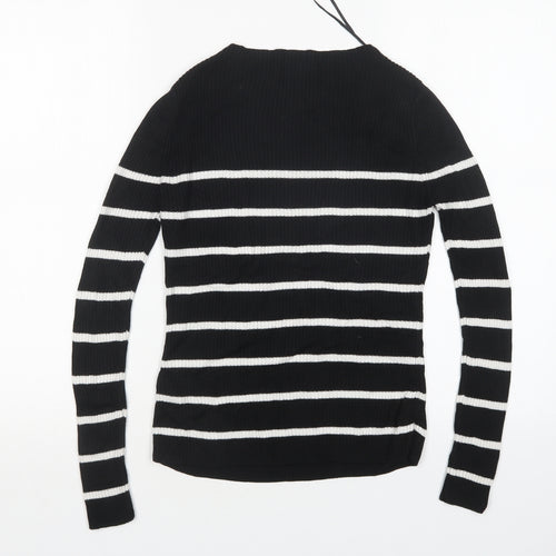 M&S Womens Multicoloured Round Neck Striped Acrylic Pullover Jumper Size 6