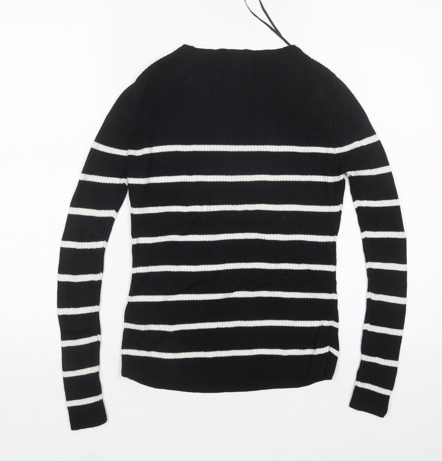 M&S Womens Multicoloured Round Neck Striped Acrylic Pullover Jumper Size 6