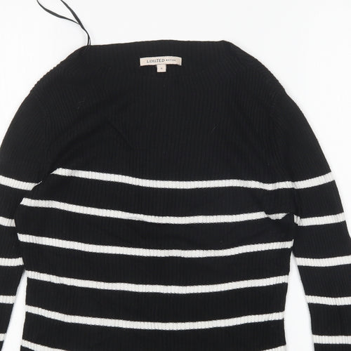 M&S Womens Multicoloured Round Neck Striped Acrylic Pullover Jumper Size 6