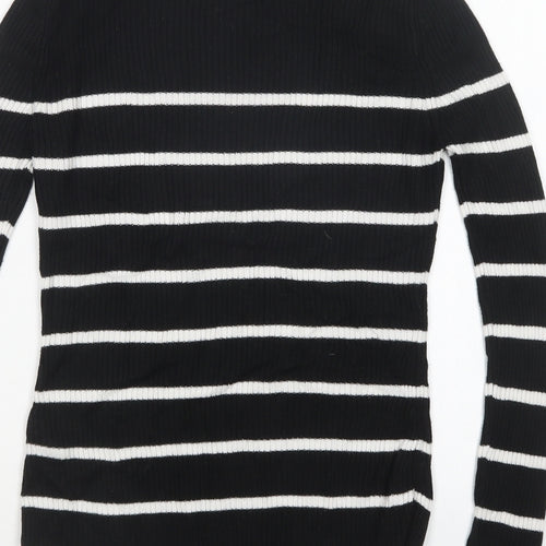 M&S Womens Multicoloured Round Neck Striped Acrylic Pullover Jumper Size 6