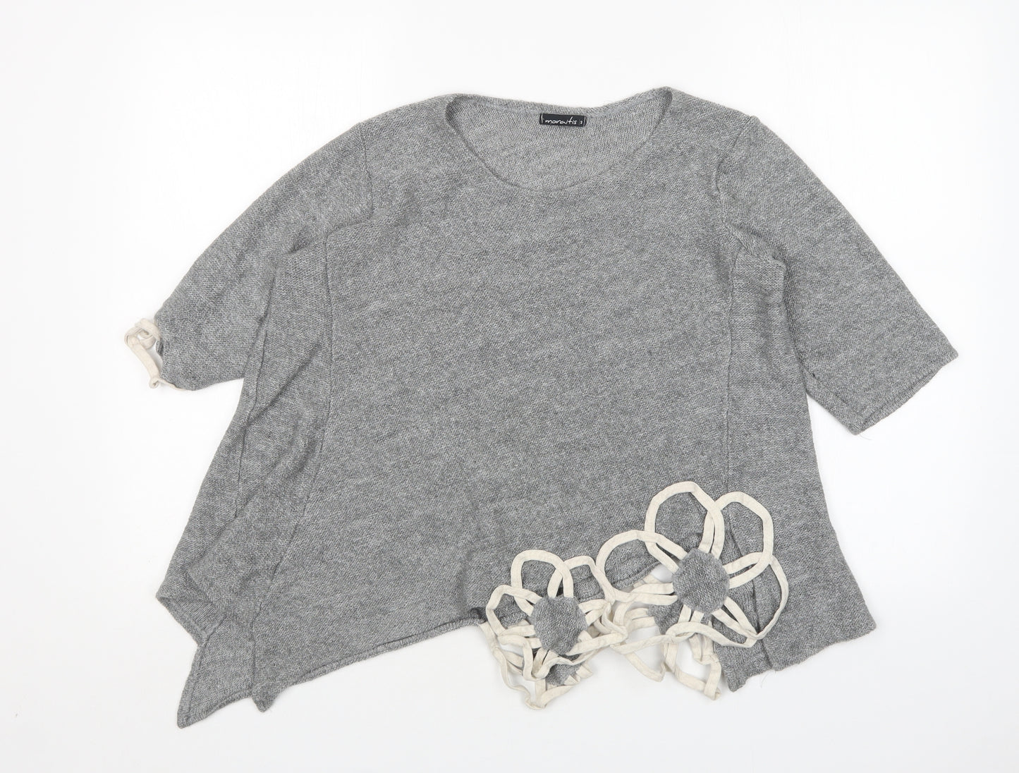 Moraitis Womens Grey Round Neck  Linen Pullover Jumper Size S