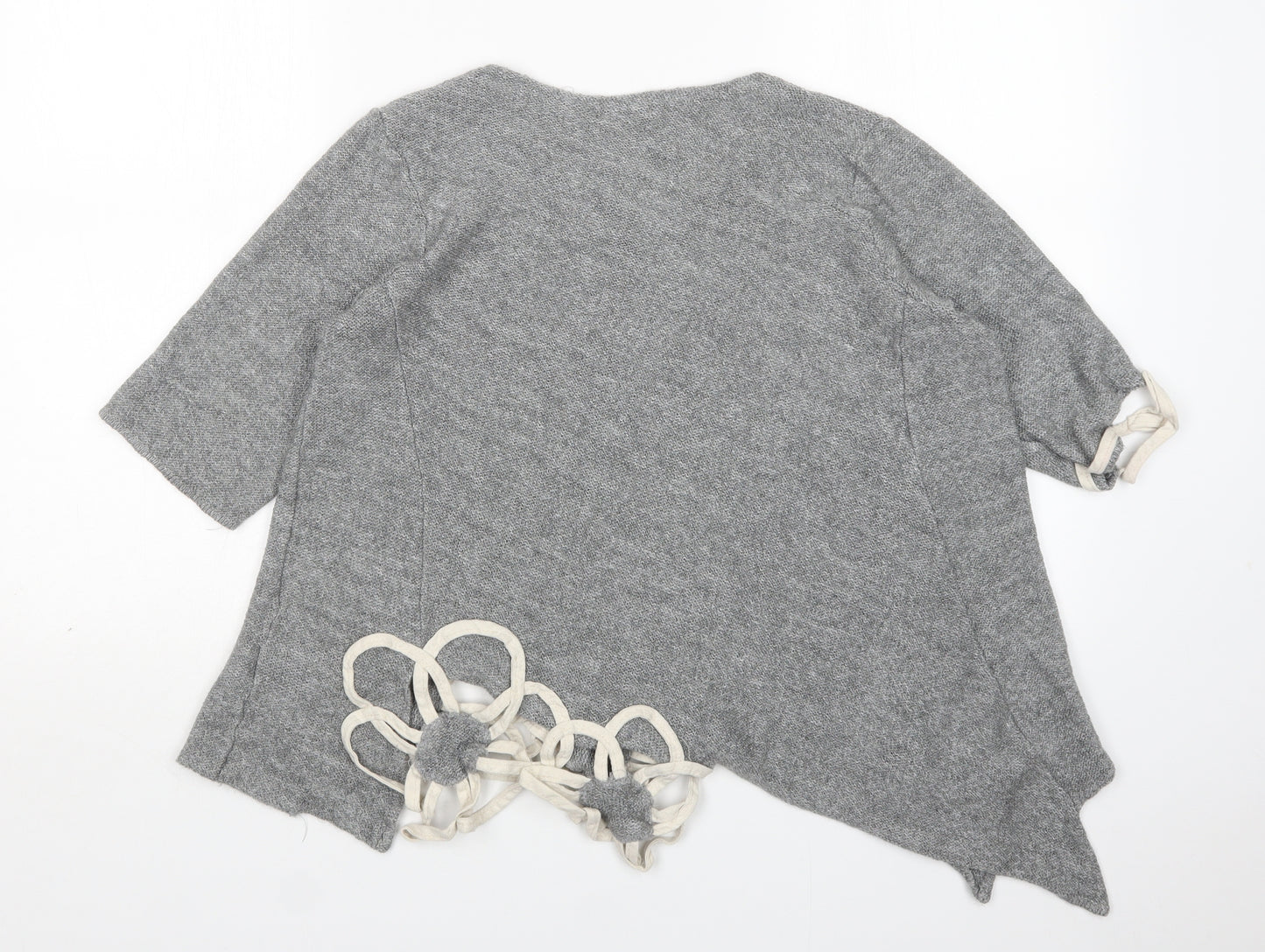 Moraitis Womens Grey Round Neck  Linen Pullover Jumper Size S