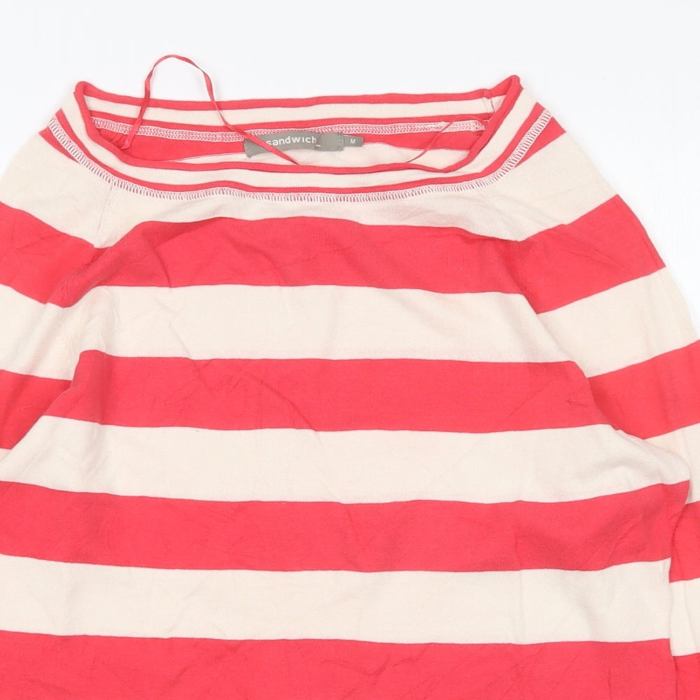 Sandwich Womens Multicoloured Round Neck Striped Cotton Pullover Jumper Size M