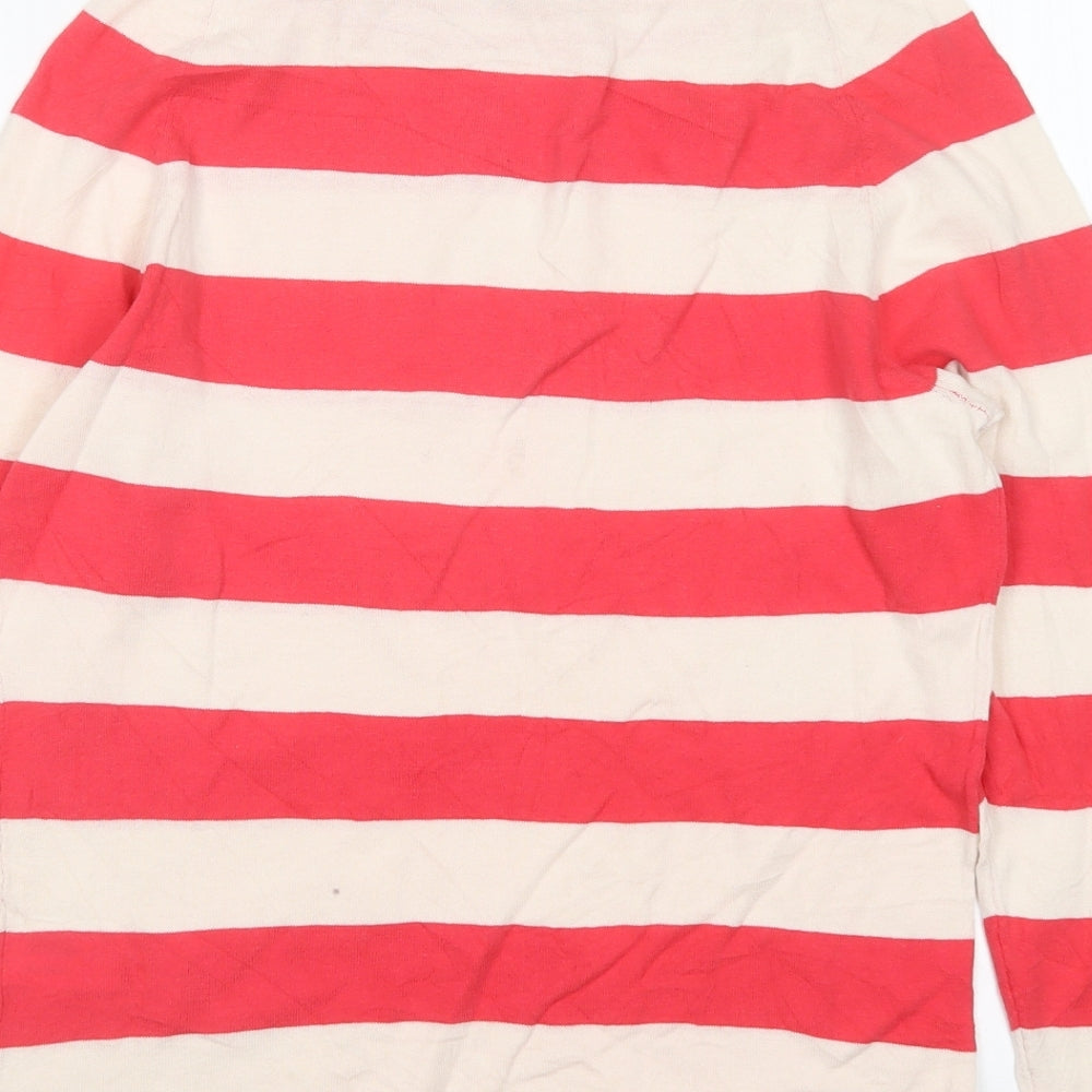 Sandwich Womens Multicoloured Round Neck Striped Cotton Pullover Jumper Size M