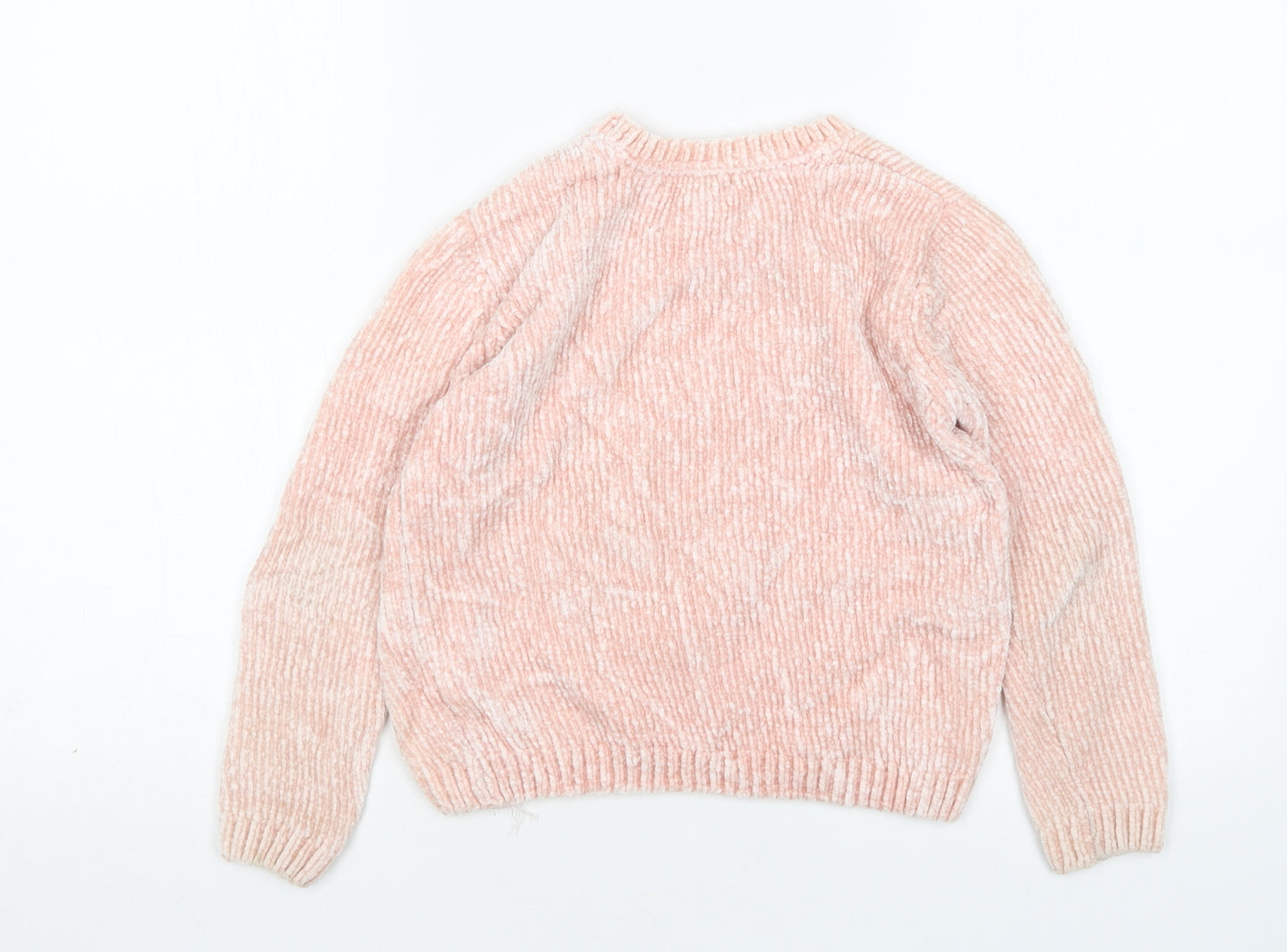 Primark Girls Pink Round Neck  Polyester Pullover Jumper Size 8-9 Years   - Unicorn